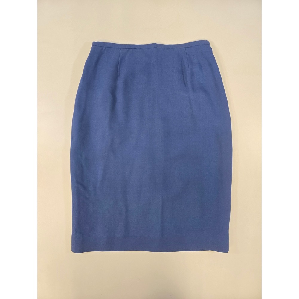 Dana Buchman Blue Silk Wool Blend Pencil Skirt Vintage Size 6 Professional Lined